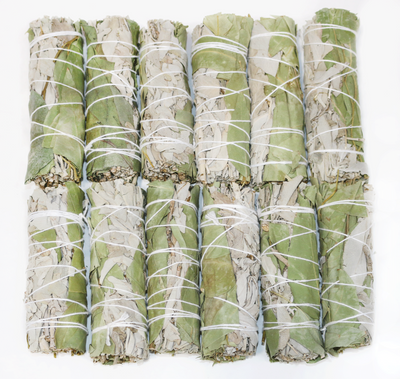 White Sage & Eucalyptus Smudge Wands Bundle California Wholesale Bulk Price | Set of 1, 5, 10, 20, 50, 100 or 400 USDA Organic White Sage